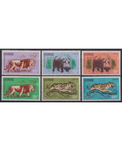 F-EX56038 GUINEE GUINEA MH 1962 WILDLIFE MAMMALS FAUNA HIPPO LION PANTER LION.
