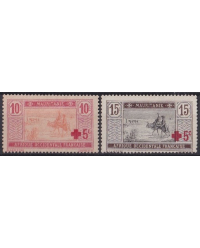 F-EX56051 MAURITANIE NO GUM 1915 RED CROSS CAMEL OVERPRINT.