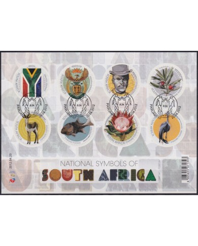 F-EX55730 SOUTH AFRICA USED 2012 NATIONAL SYMBOLS BIRD FISH FLOWER COAT OF ARMS.