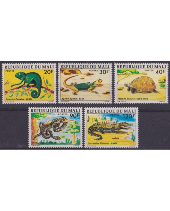 F-EX56049 MALI MNH 1976 WILDLIFE ANPHIBIAN SAURIUS TURTLE SNIKE CROCODILE.
