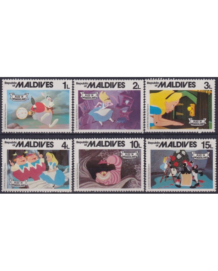 F-EX56059 MALDIVES IS MNH 1980 DISNEY CARTOON MOVIE ALICE IN WONDERLAND.