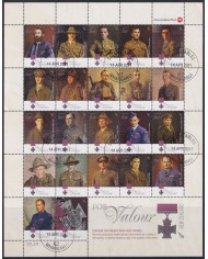 F-EX54088 NEW ZEALAND FINE USED 2011 WWII FOR VALOUR MEDAL SHEET.