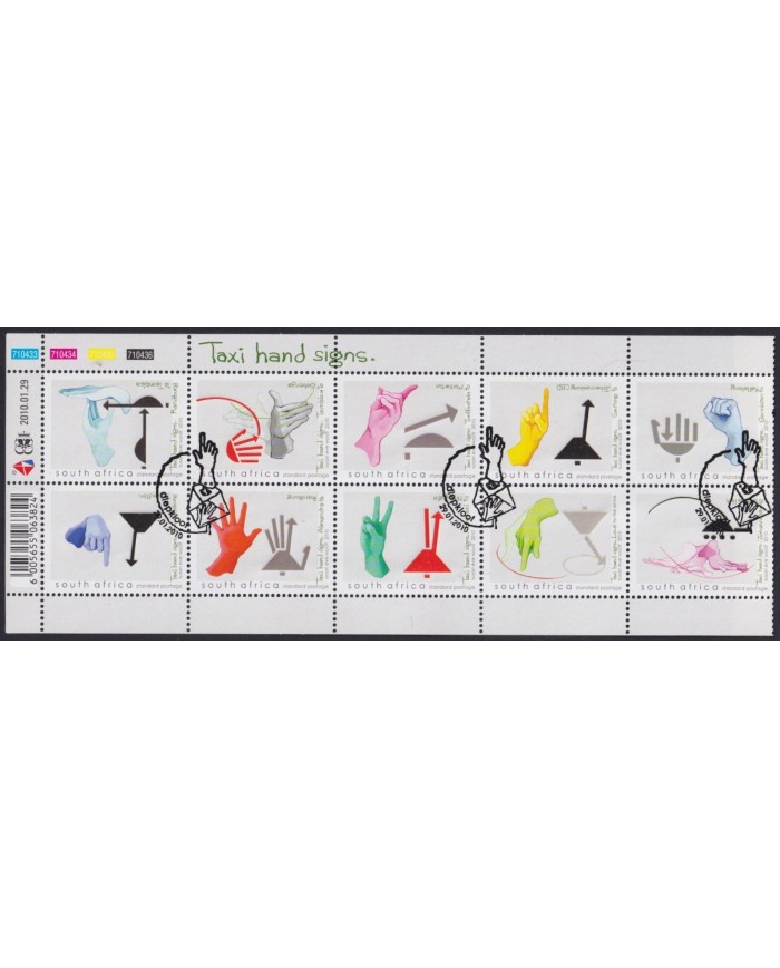F-EX54094 RSA SOUTH AFRICA FINE USED 2010 TAXI HAND SIGNS SHEET.