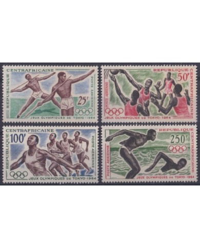 F-EX56151 CENTRAL AFRICA MNH 1964 TOKIO OLYMPIC ATHLETISM SWIMMING BASKET JAVELIN.
