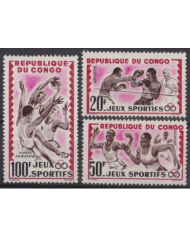 F-EX56272 CONGO MNH 1962 AFRICAN GAMES BOXING ATHLETISM BASKET.