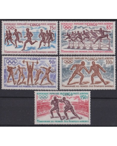 F-EX56275 CONGO MNH 1971 75 ANNIV OLYMPIC GAMES ATHLETISM BOXING.