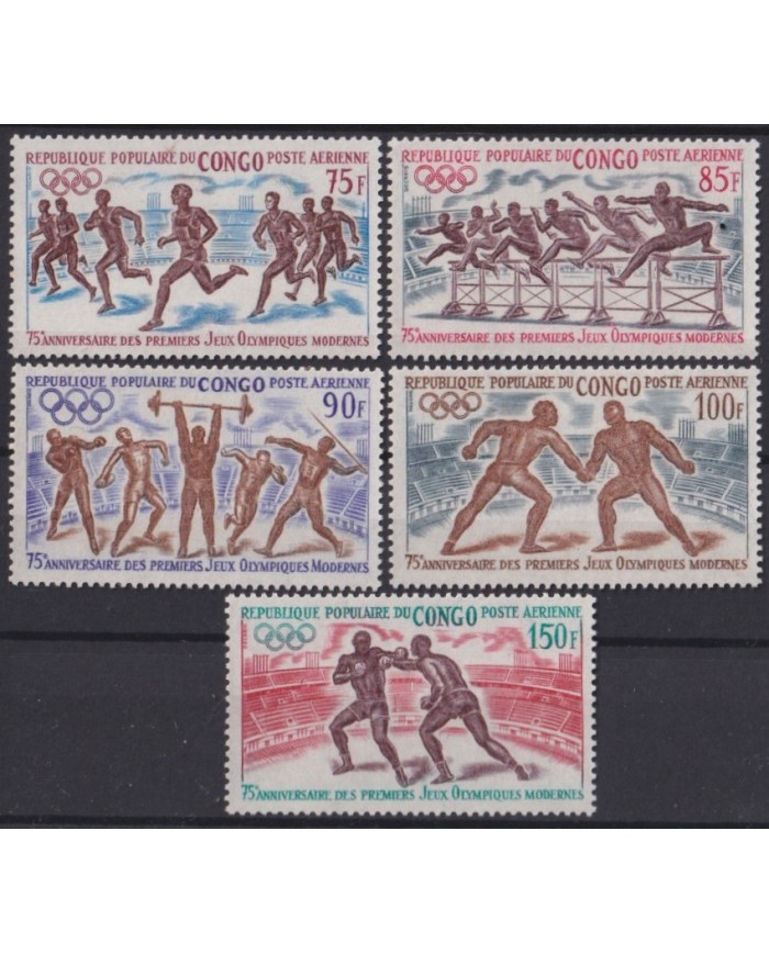 F-EX56275 CONGO MNH 1971 75 ANNIV OLYMPIC GAMES ATHLETISM BOXING.