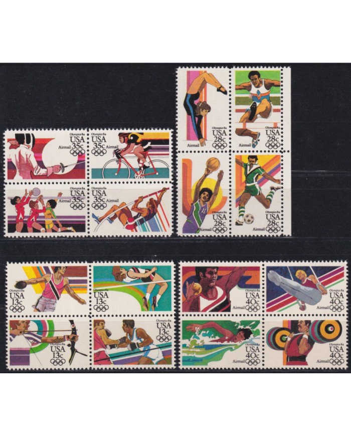 F-EX56305 USA MNH 1983-84 LOS ANGELES OLYMPIC GAMES ATHLETISM CYCLING ARCHERY SOCCER.