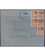F-EX56529 GERMANY OCCUPATION ZONE BIZONE 1951 BUILDING 4pf COVER ESCHWEGE.