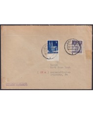 F-EX56530 GERMANY OCCUPATION ZONE BIZONE 1948 BUILDING 5 + 15pf COVER AACHEN.