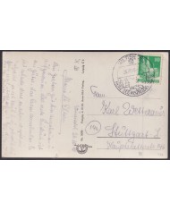 F-EX56535 GERMANY OCCUPATION ZONE BIZONE 1948 4pf SPECIAL CANCEL WUNSIEDEL POSTCARD.