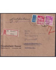 F-EX56538 GERMANY OCCUPATION ZONE BIZONE 1950 BUILDING 20+40pf REG COVER KASSEL
