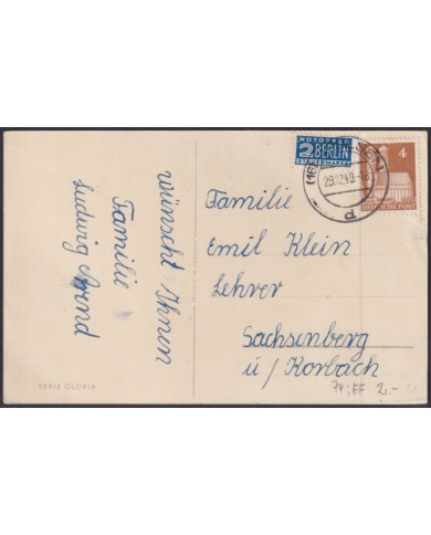 F-EX56531 GERMANY OCCUPATION ZONE BIZONE 1949 4pf SPECIAL CANCEL ARDESEN POSTCARD.