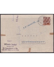 F-EX56513 GERMANY OCCUPATION BIZONE 1948 OVERPRINT TIPE I. 24pf CARD GEMSHEIM.