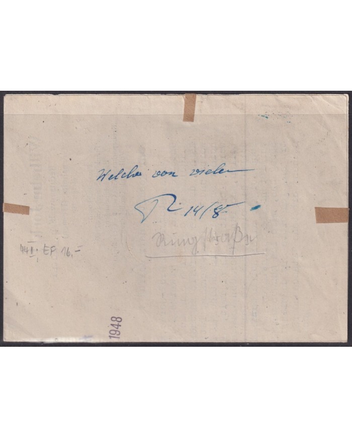 F-EX56513 GERMANY OCCUPATION BIZONE 1948 OVERPRINT TIPE I. 24pf CARD GEMSHEIM.
