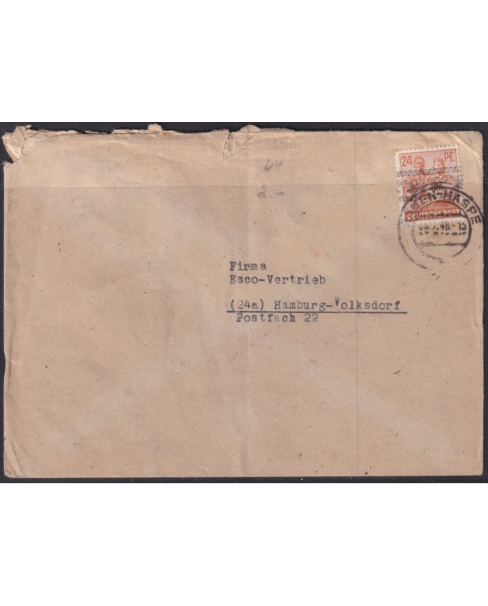 F-EX56542 GERMANY OCCUPATION BIZONE 1948 OVERPRINT TIPE II. 24pf COVER HAGEN HASPE.