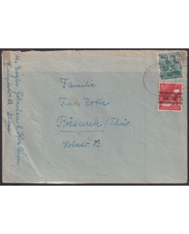 F-EX56514 GERMANY OCCUPATION BIZONE 1948 OVERPRINT TIPE I-II. 8-16pf COVER GOBRICHEM.