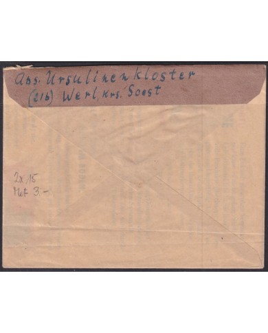 F-EX56548 GERMANY OCCUPATION ZONE BIZONE AM POST 1946 12pf COVER WERL KRS SOEST.