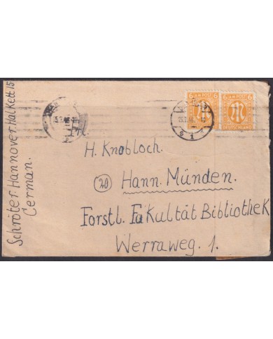 F-EX56521 GERMANY OCCUPATION ZONE BIZONE AM POST 1946 6pf COVER HANNOVER.