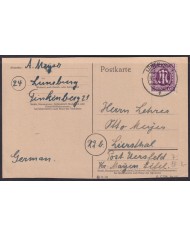 F-EX56522 GERMANY OCCUPATION ZONE BIZONE AM POST 1946 12pf CARD LUNEBURG.