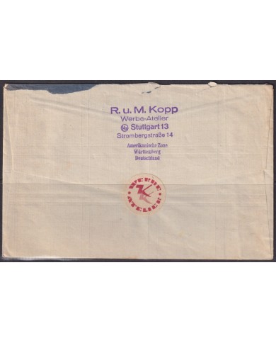 F-EX56609 GERMANY OCCUPATION ZONE ASS POST 1946 16pf SPECIAL CANCEL STTUGGART.