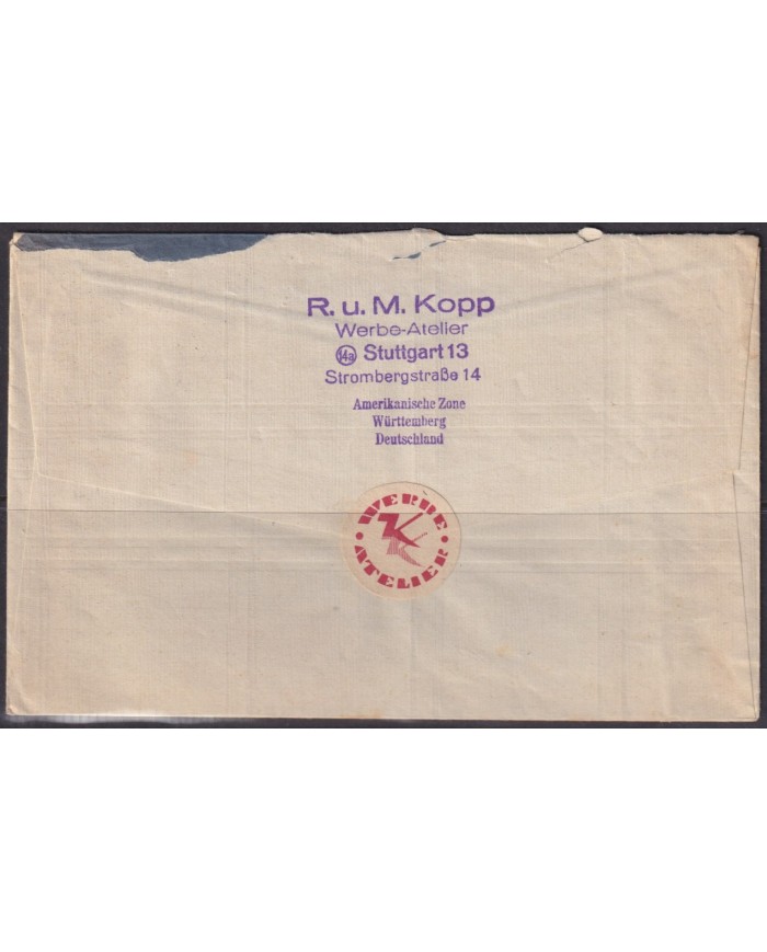 F-EX56609 GERMANY OCCUPATION ZONE ASS POST 1946 16pf SPECIAL CANCEL STTUGGART.
