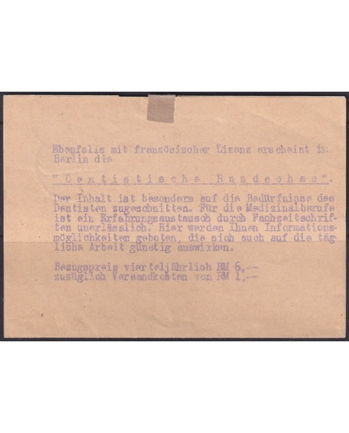 F-EX56613 GERMANY OCCUPATION ZONE ASS POST 1947 6pf IMPRESOS BERLIN.