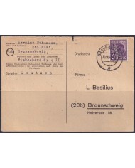 F-EX56614 GERMANY OCCUPATION ZONE ASS POST 1948 6pf CARD CANCEL BRAUNSCHWEIG.