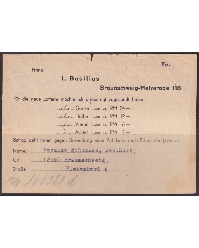 F-EX56614 GERMANY OCCUPATION ZONE ASS POST 1948 6pf CARD CANCEL BRAUNSCHWEIG.