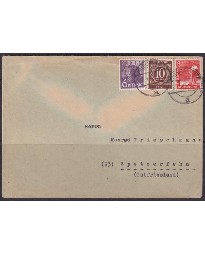 F-EX56619 GERMANY OCCUPATION ZONE ASS POST 1948 6+8+10pf COVER FRIELENDORF.