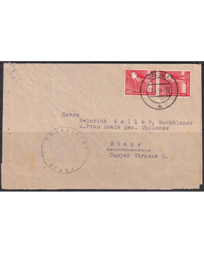 F-EX56626 GERMANY OCCUPATION ZONE ASS MILITAR POST 1948 8pf STADE 1.