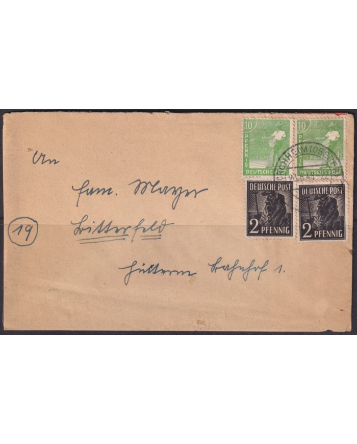 F-EX56627 GERMANY OCCUPATION ZONE ASS POST 1948 2+10pf OBERFR.