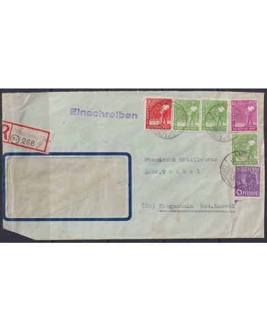F-EX56629 GERMANY OCCUPATION ZONE ASS POST 1948 6+8+10+40pf REG MUHIHAUSEN COVER.