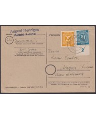 F-EX56589 GERMANY OCCUPATION BIZONE 1948 20+25pf ALFELD LEINE SPECIAL CARD.
