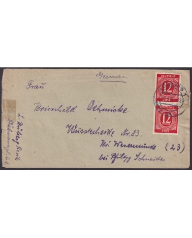 F-EX56599 GERMANY OCCUPATION BIZONE 1946 12pf HAMBURG COVER.