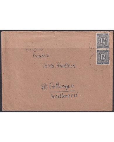 F-EX56600 GERMANY OCCUPATION BIZONE 1946 12pf SCHULE COVER.