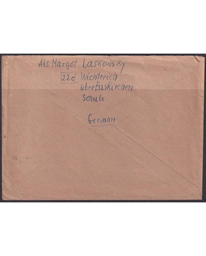 F-EX56600 GERMANY OCCUPATION BIZONE 1946 12pf SCHULE COVER.