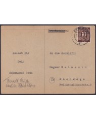 F-EX56604 GERMANY OCCUPATION BIZONE 1946 10pf ESCHWEGE ENGRAVING CARD.