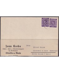 F-EX56607 GERMANY OCCUPATION BIZONE 1946 6pf ELTVILLE RHEIN CARD.
