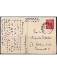 F-EX56608 GERMANY OCCUPATION BIZONE 1946 12pf BRANDENBURG HAVEL POSTCARD.