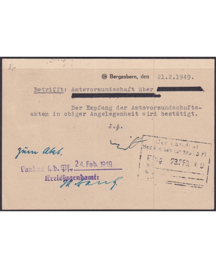 F-EX56568 GERMANY RHINE PALATINATE FRANCE OCCUPATION 1947 10pf BERGZABERN COVER.