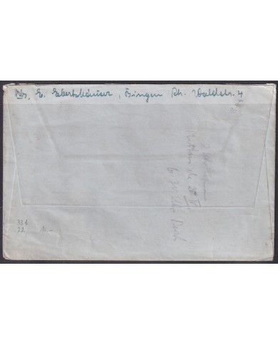 F-EX56569 GERMANY RHINE PALATINATE FRANCE OCCUPATION 1947 4+16pf HINGEN COVER.