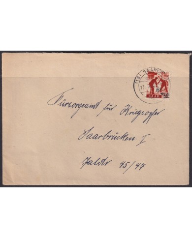F-EX56571 GERMANY SAAR SARRE FRANCE OCCUPATION 1948 6pf METAL FOUNDRY COVER.