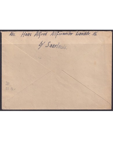 F-EX56571 GERMANY SAAR SARRE FRANCE OCCUPATION 1948 6pf METAL FOUNDRY COVER.