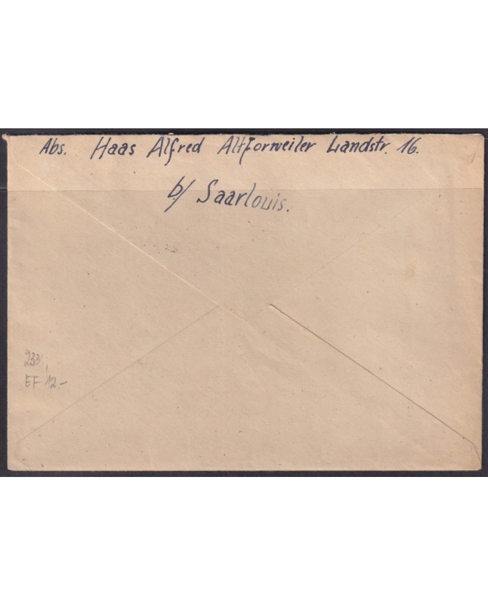 F-EX56571 GERMANY SAAR SARRE FRANCE OCCUPATION 1948 6pf METAL FOUNDRY COVER.