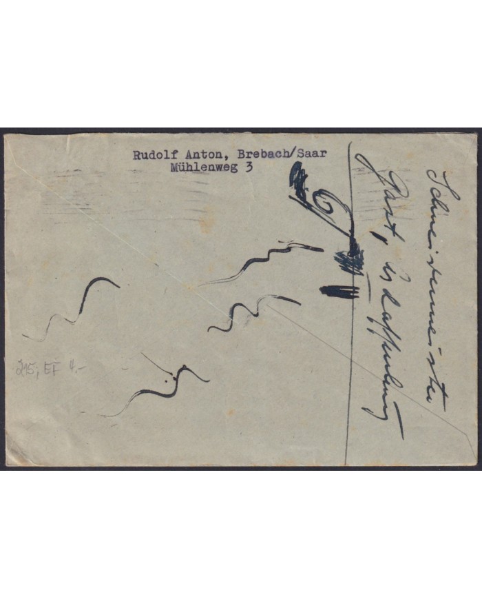 F-EX56584 GERMANY SAAR SARRE FRANCE OCCUPATION 1948 24pf METAL FOUNDRY COVER.
