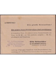 F-EX56588 GERMANY SAAR SARRE FRANCE OCCUPATION 1948 6pf WORKMAN MINING CARD.