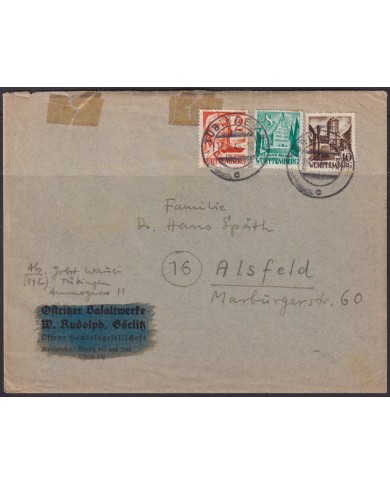 F-EX56572 GERMANY WURTTEMBERG FRANCE OCCUPATION 1948 BUILDING LANDSCAPE COVER.