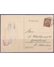 F-EX56644 GERMANY 1933-34 HINDENBURG 1935 3pf NORDEN SPECIAL CARD.