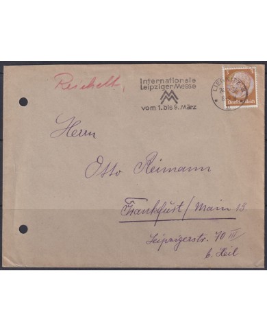 F-EX56652 GERMANY 1933-34 HINDENBURG 1936 3pf LIEPZIG SPECIAL CANCEL COVER.